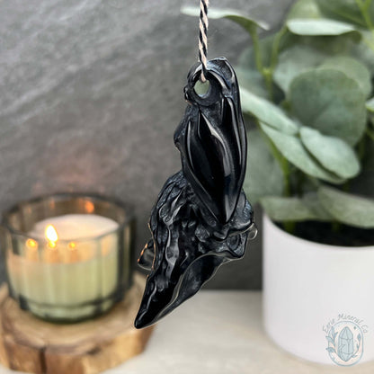 Black Obsidian Hanging Bat Carvings