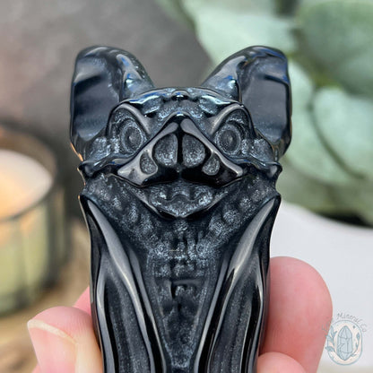 Black Obsidian Hanging Bat Carvings