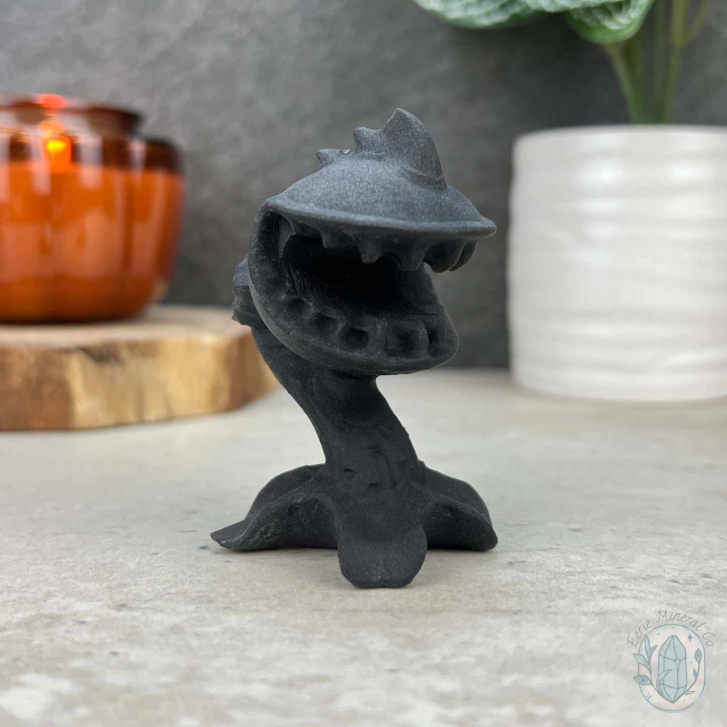 Black Obsidian Plant Monster Matte Finish Carvings