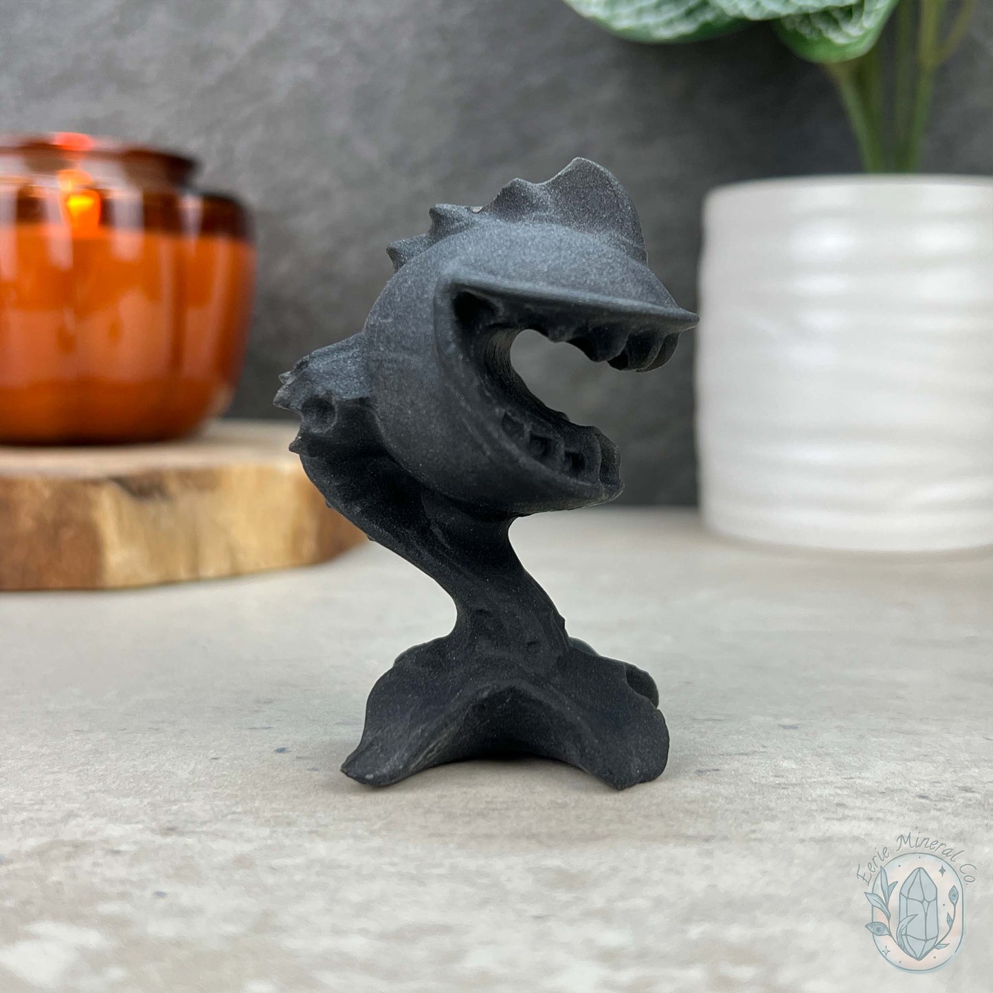 Black Obsidian Plant Monster Matte Finish Carvings