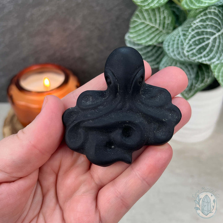 Black Obsidian Mini Octopus Matte Finish Carvings