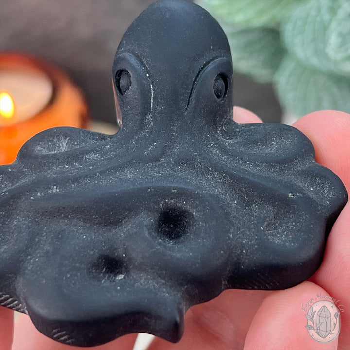 Black Obsidian Mini Octopus Matte Finish Carvings