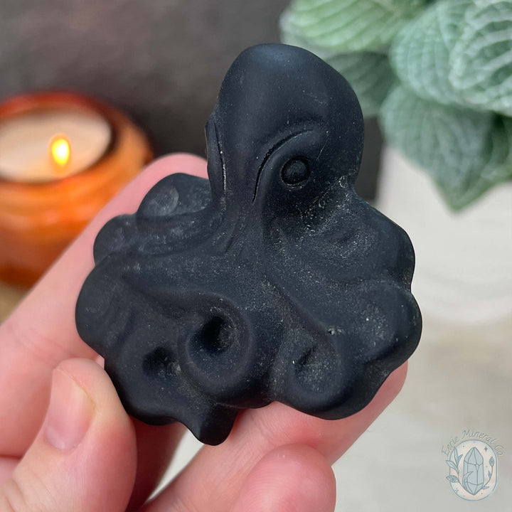 Black Obsidian Mini Octopus Matte Finish Carvings