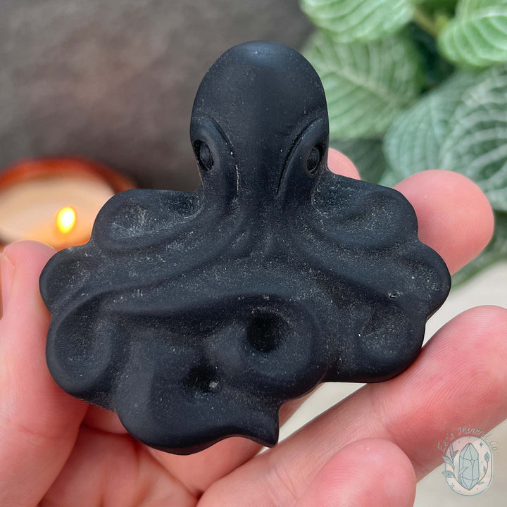 Black Obsidian Mini Octopus Matte Finish Carvings