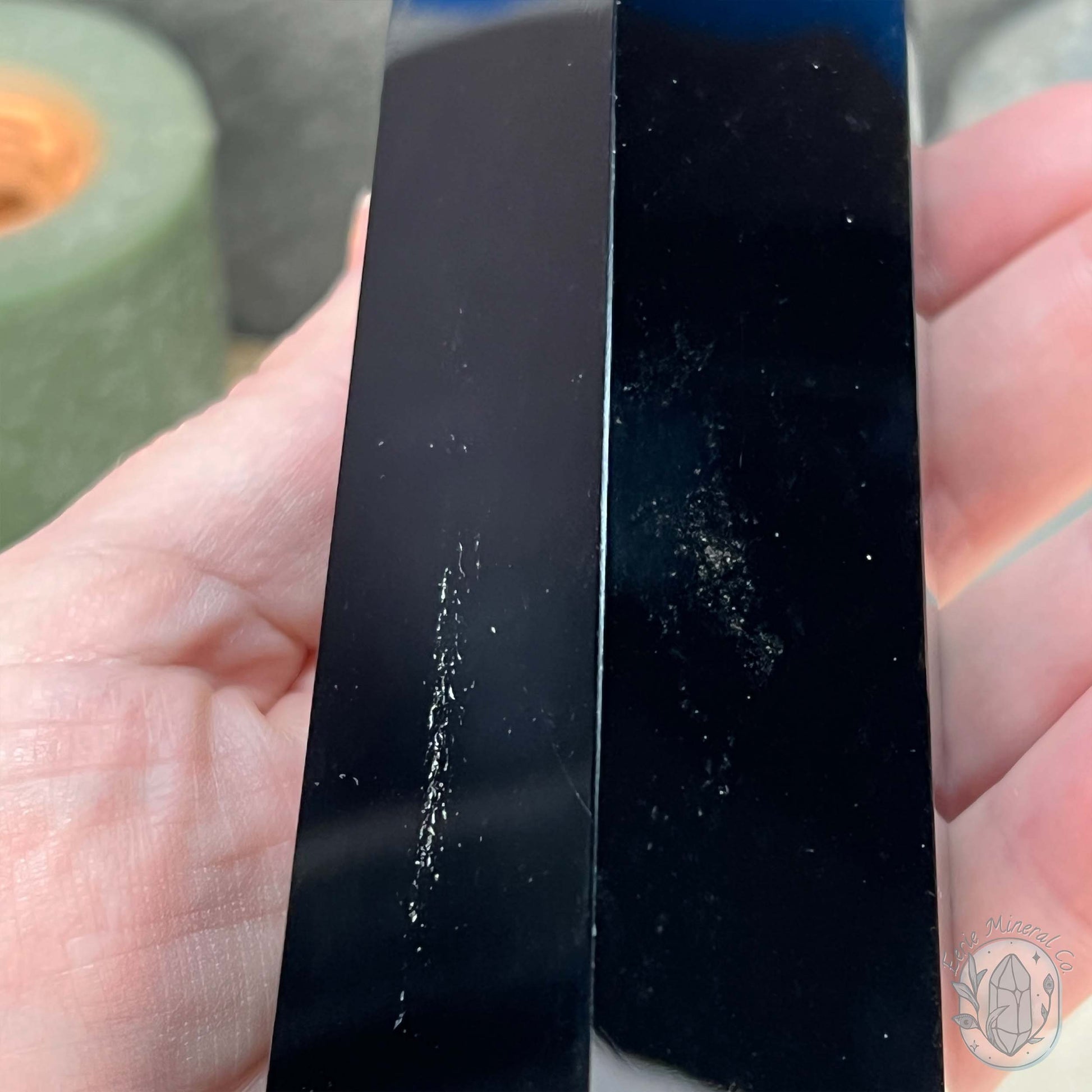 Polished Midnight Black Obsidian Tower