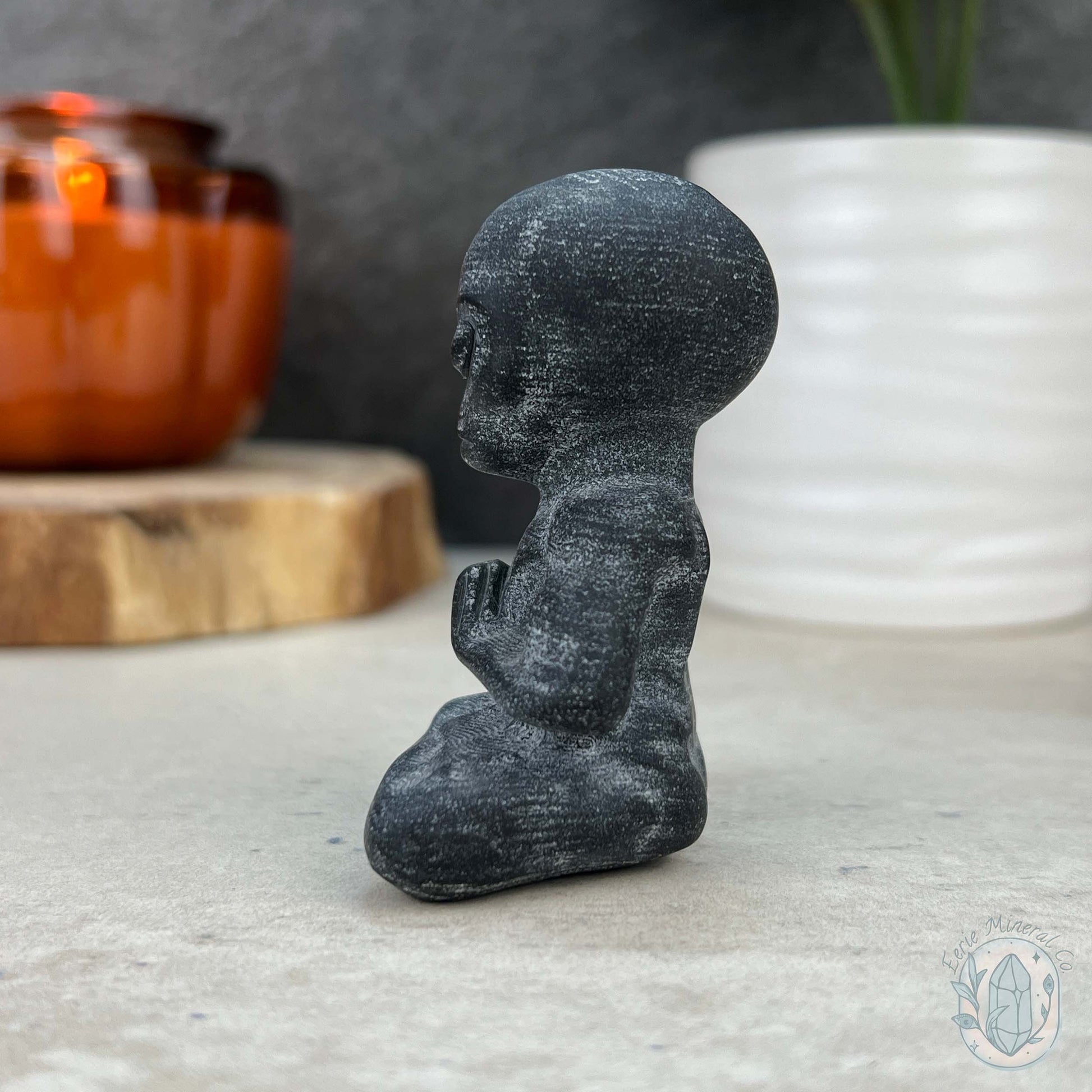 Black Obsidian Yoga Alien Matte Finish Carvings