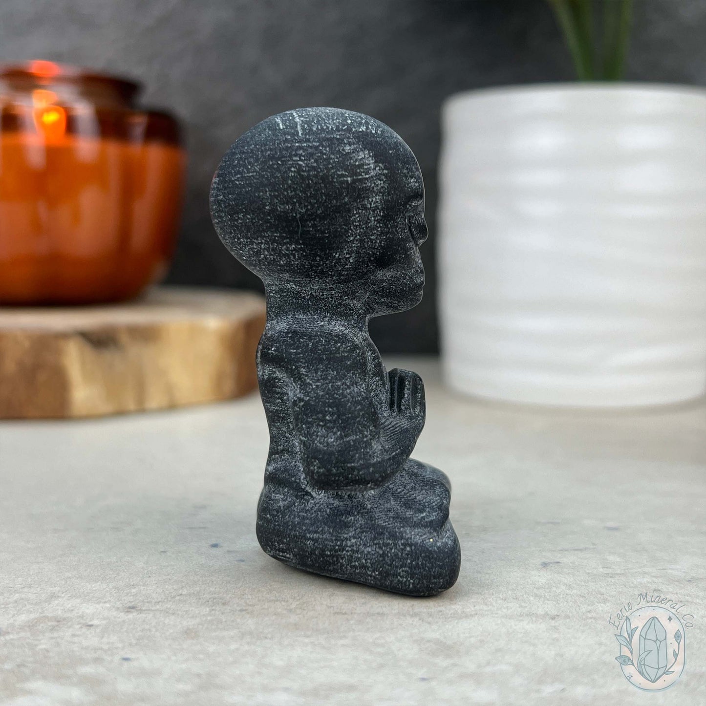 Black Obsidian Yoga Alien Matte Finish Carvings