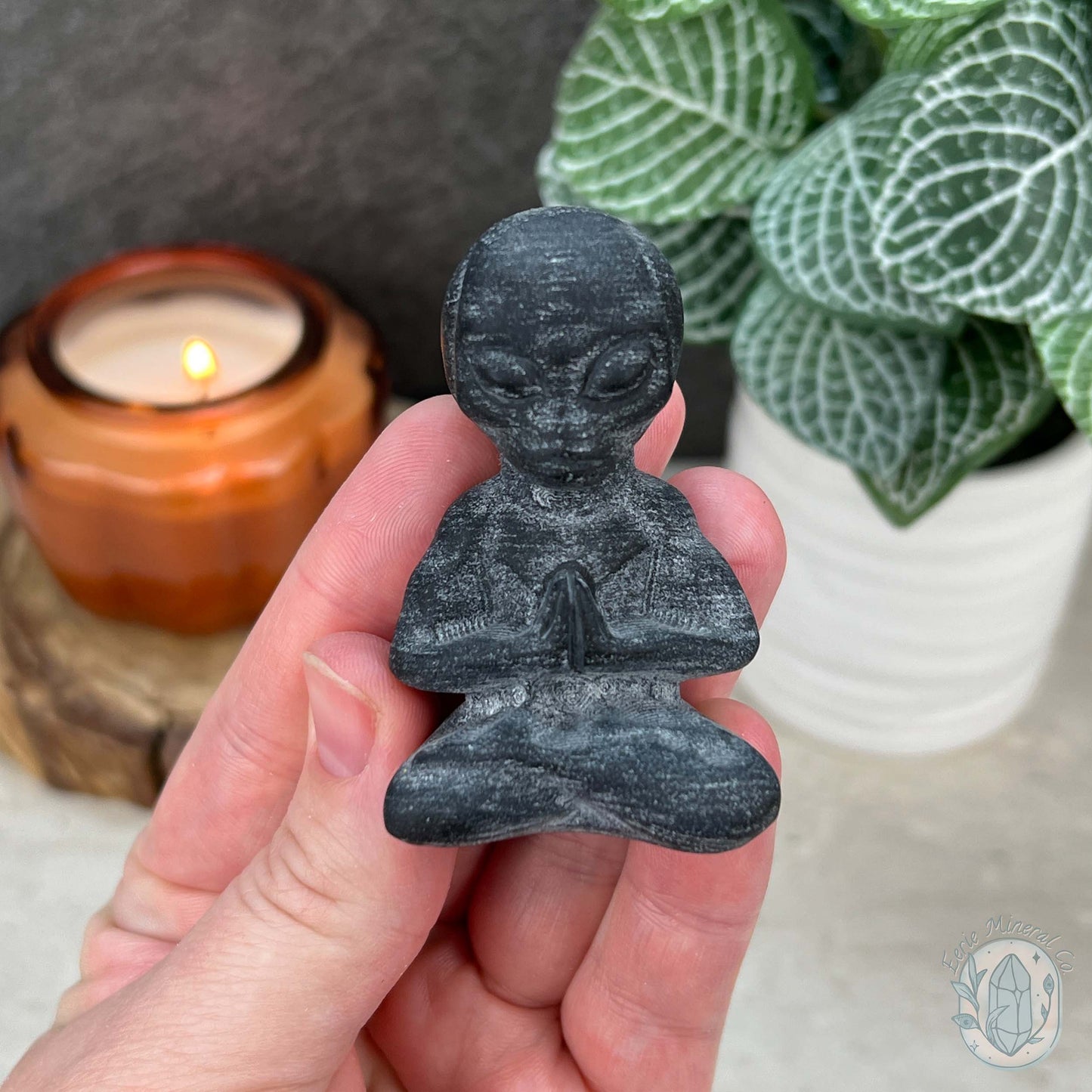 Black Obsidian Yoga Alien Matte Finish Carvings