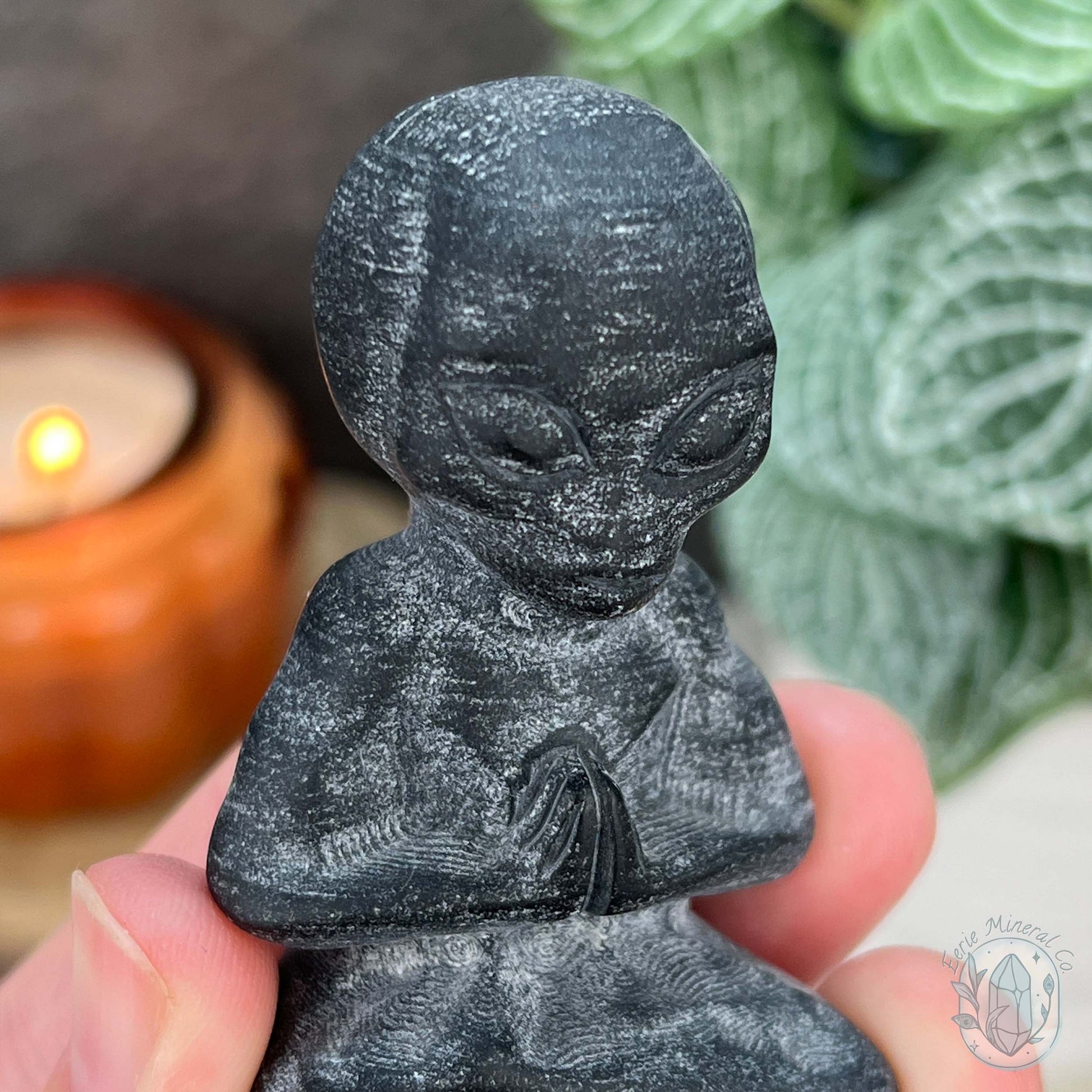 Black Obsidian Yoga Alien Matte Finish Carvings