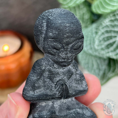 Black Obsidian Yoga Alien Matte Finish Carvings