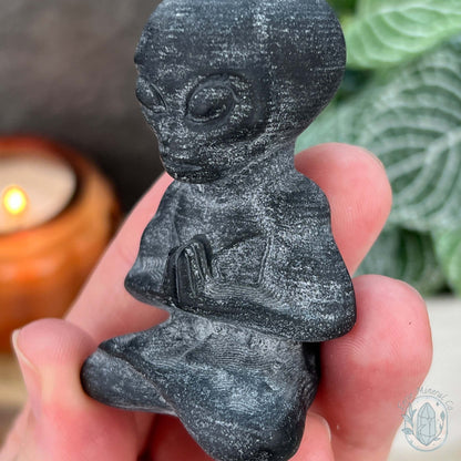 Black Obsidian Yoga Alien Matte Finish Carvings