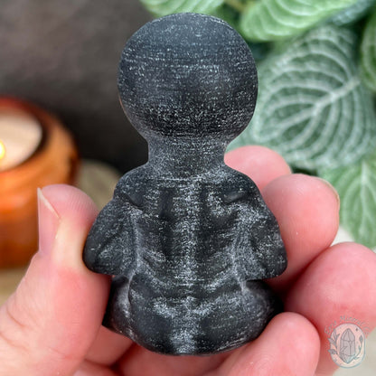 Black Obsidian Yoga Alien Matte Finish Carvings