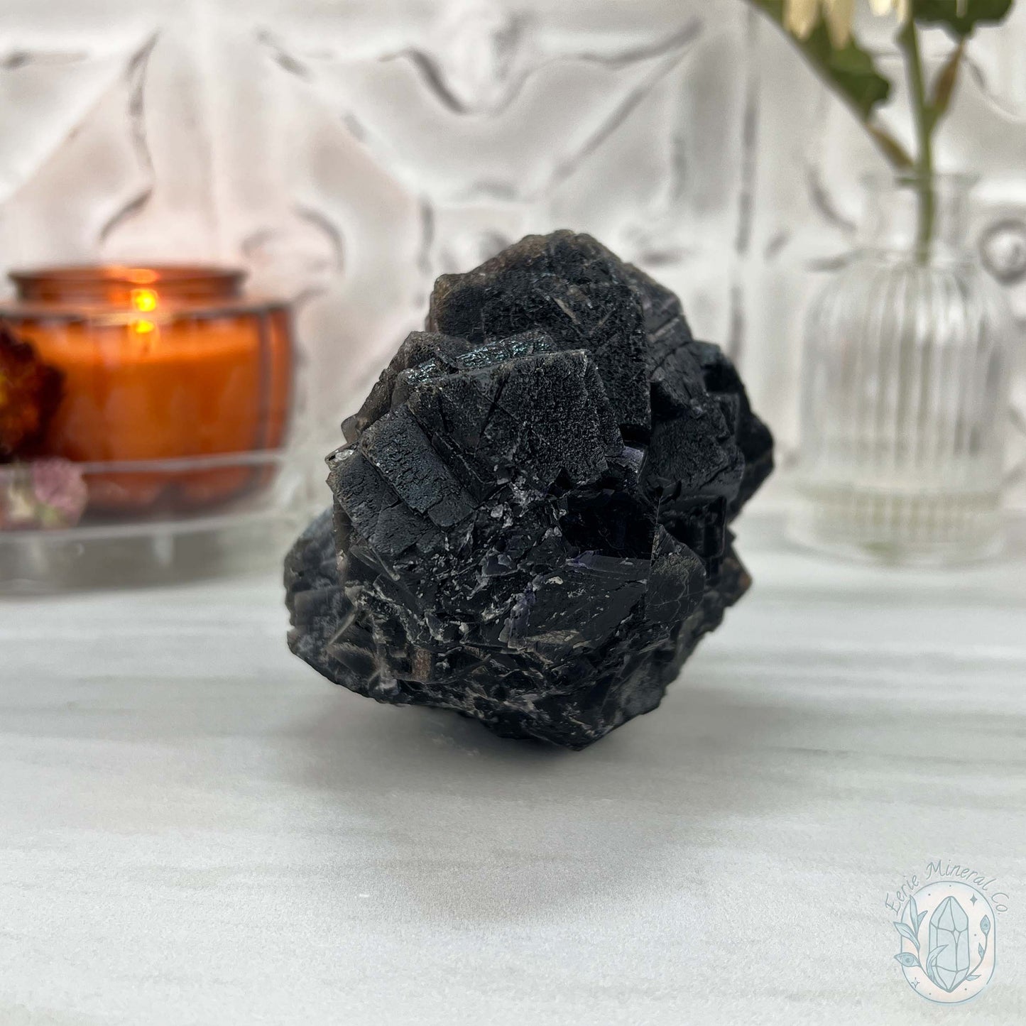 UV Reactive Black Rose Fluorite Specimen