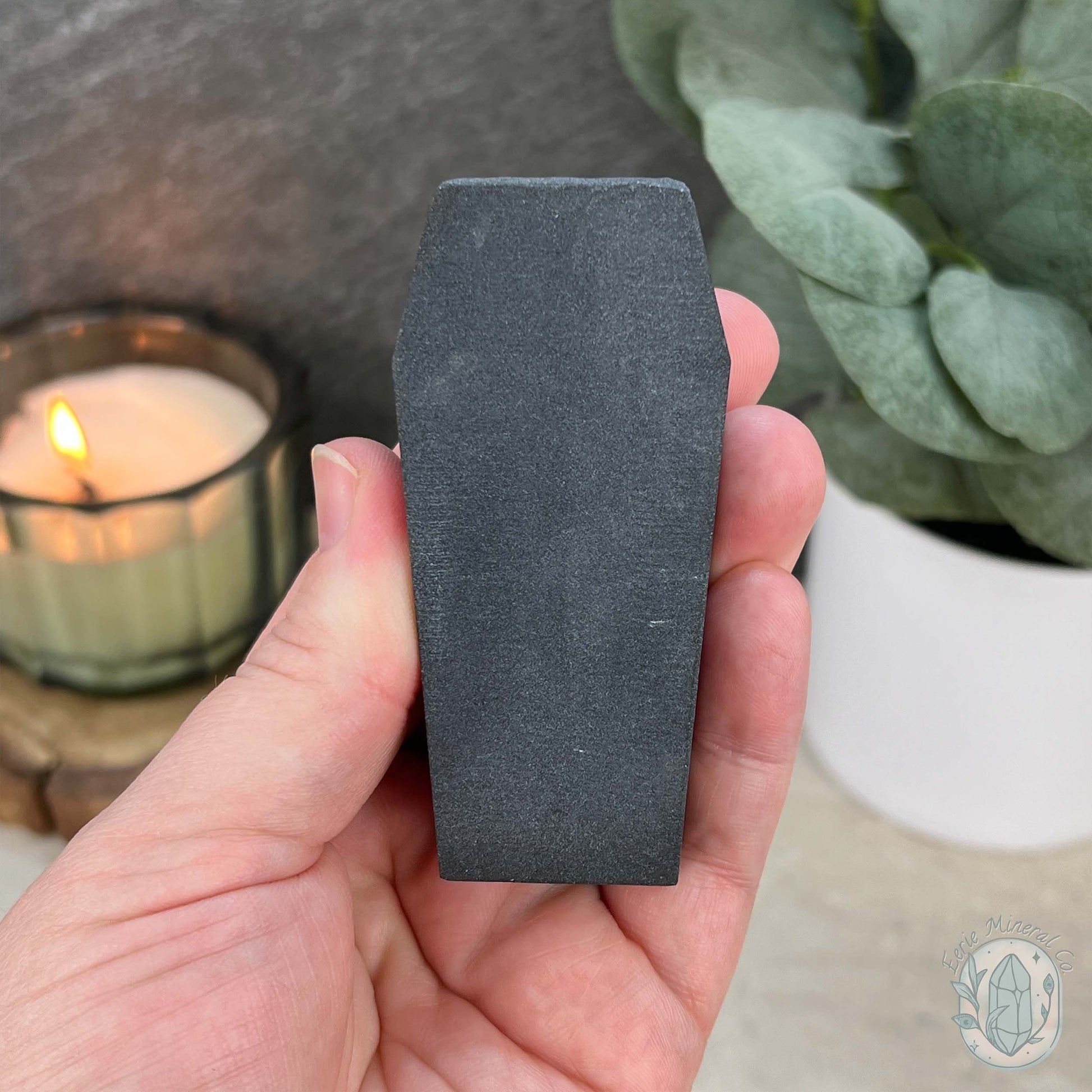 Black Obsidian Matte Finish Halloween Coffin Carvings
