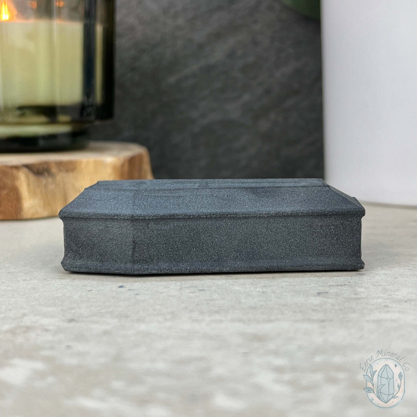 Black Obsidian Matte Finish Halloween Coffin Carvings