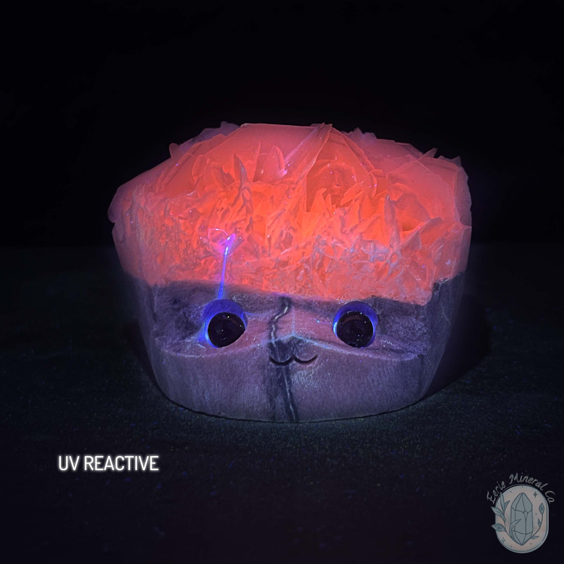 UV Reactive Bladed or Paper Calcite Pet Rock Carving