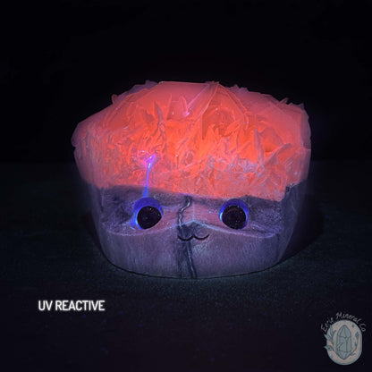 UV Reactive Bladed or Paper Calcite Pet Rock Carving