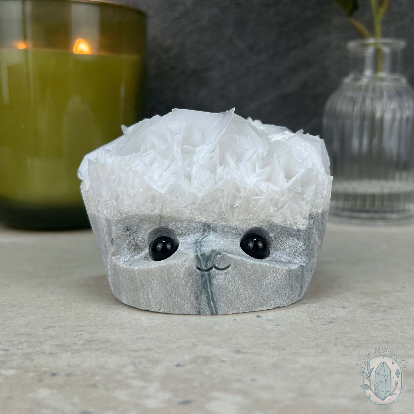 UV Reactive Bladed or Paper Calcite Pet Rock Carving