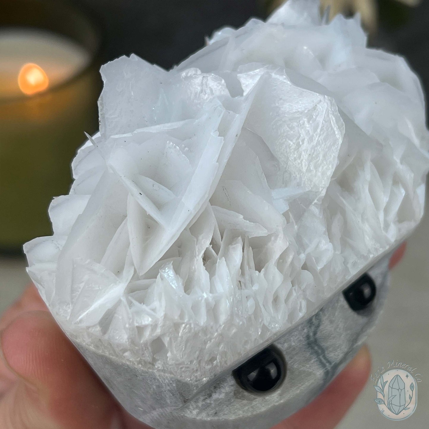 UV Reactive Bladed or Paper Calcite Pet Rock Carving