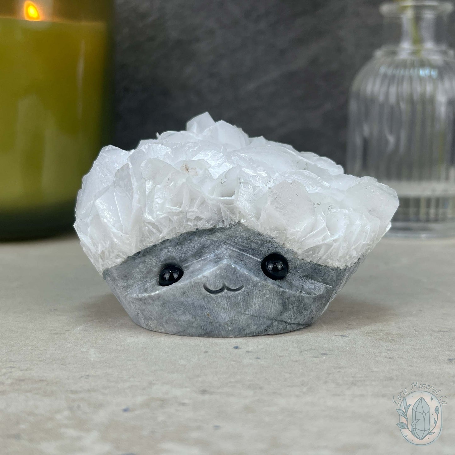 UV Reactive Bladed or Paper Calcite Pet Rock Carving