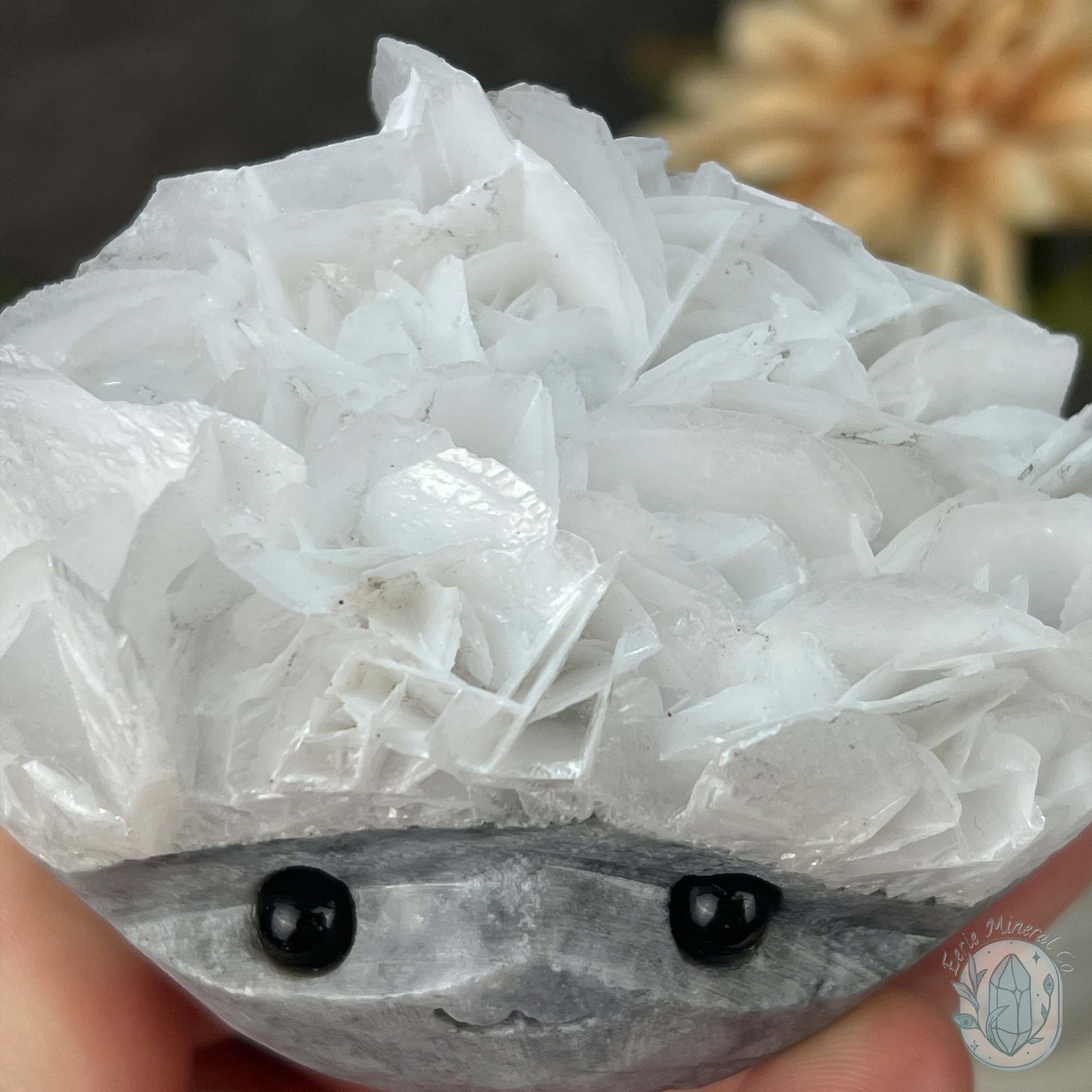 UV Reactive Bladed or Paper Calcite Pet Rock Carving