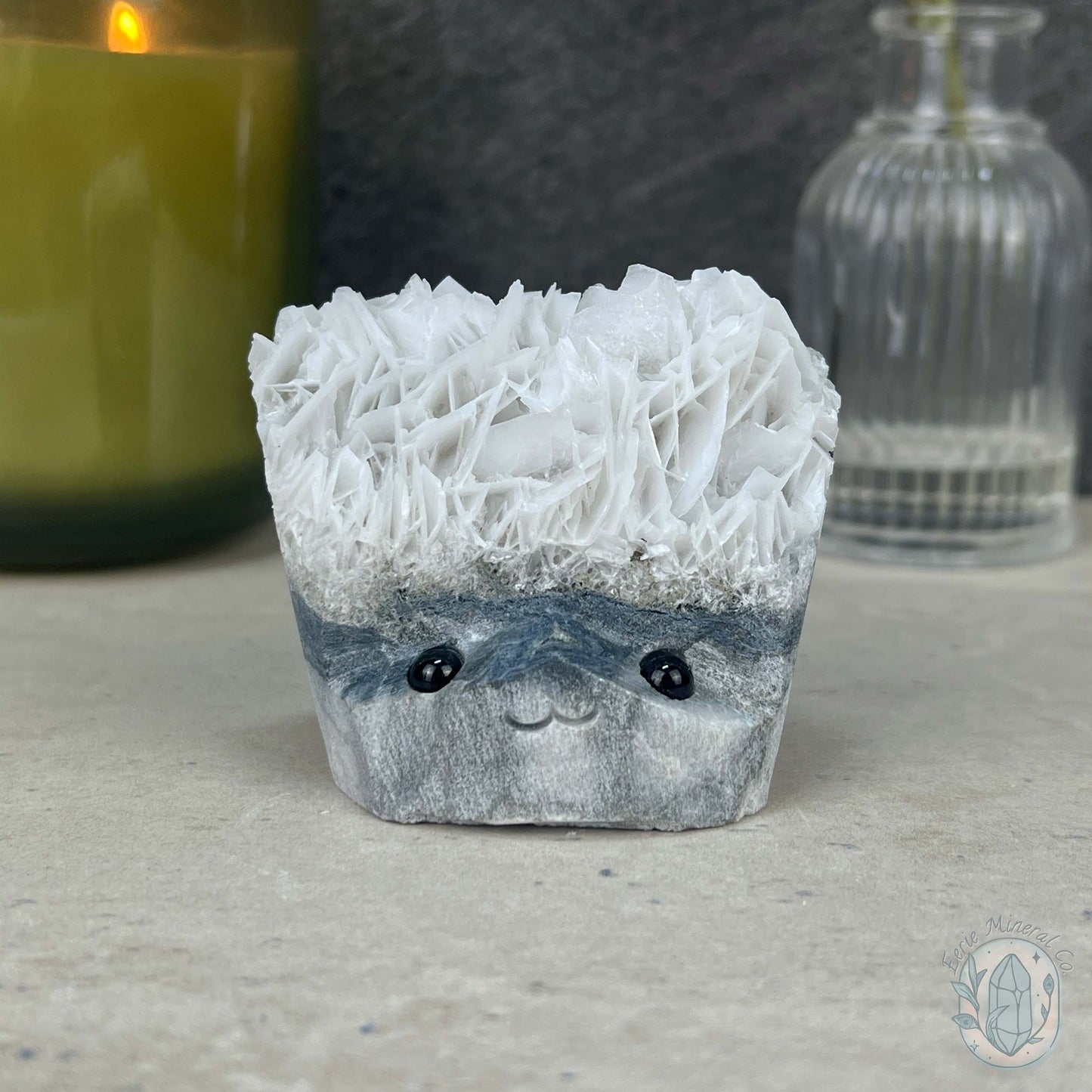 UV Reactive Bladed or Paper Calcite Pet Rock Carving