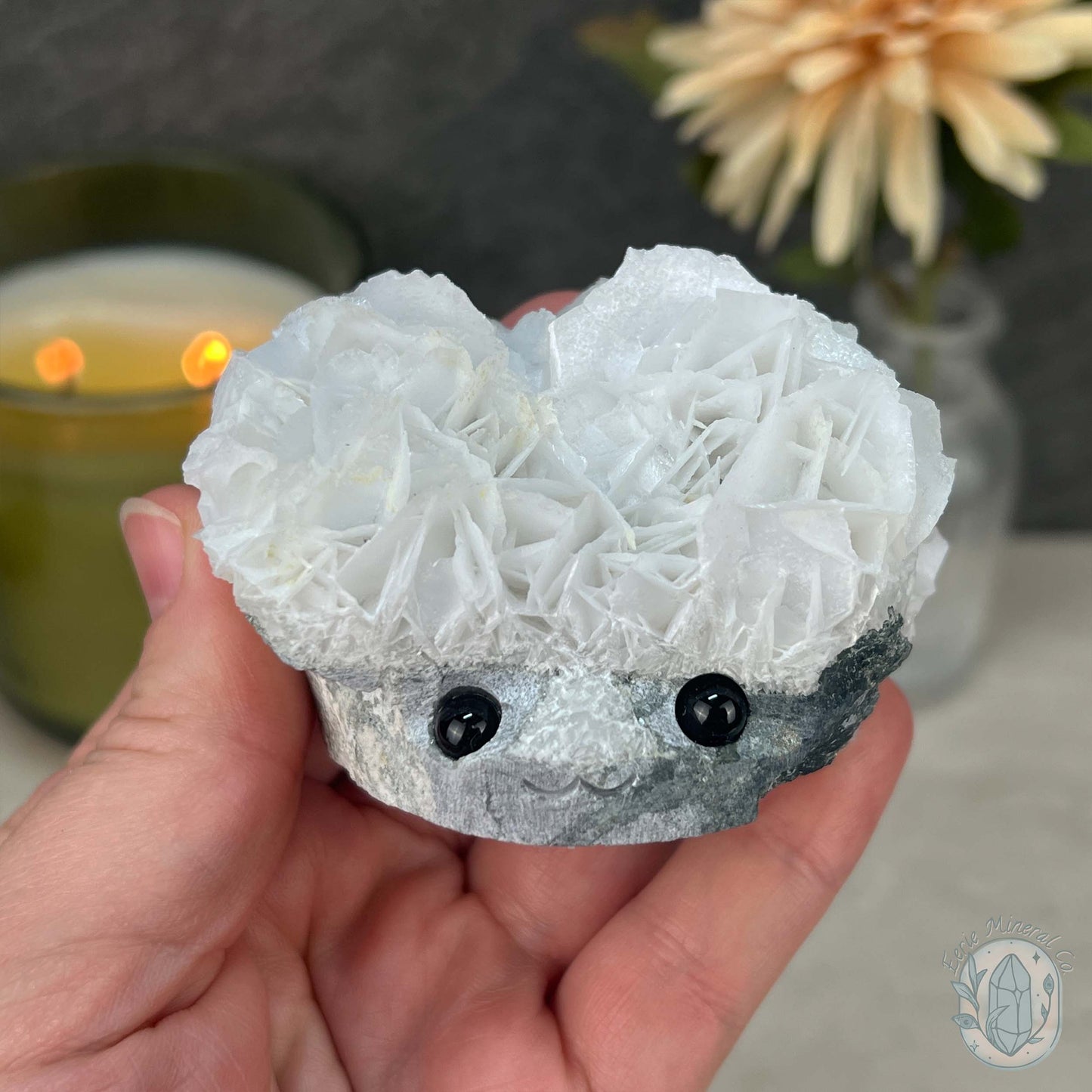 UV Reactive Bladed or Paper Calcite Pet Rock Carving