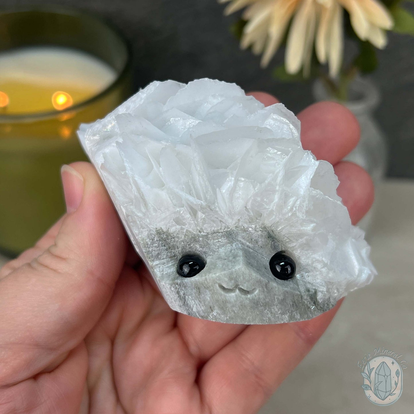 UV Reactive Bladed or Paper Calcite Pet Rock Carving