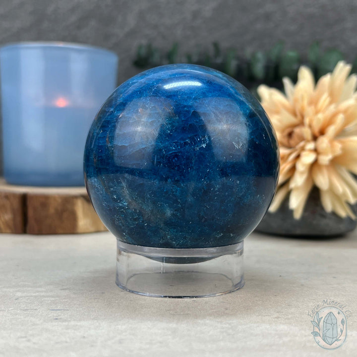 68mm Polished Blue Apatite Sphere