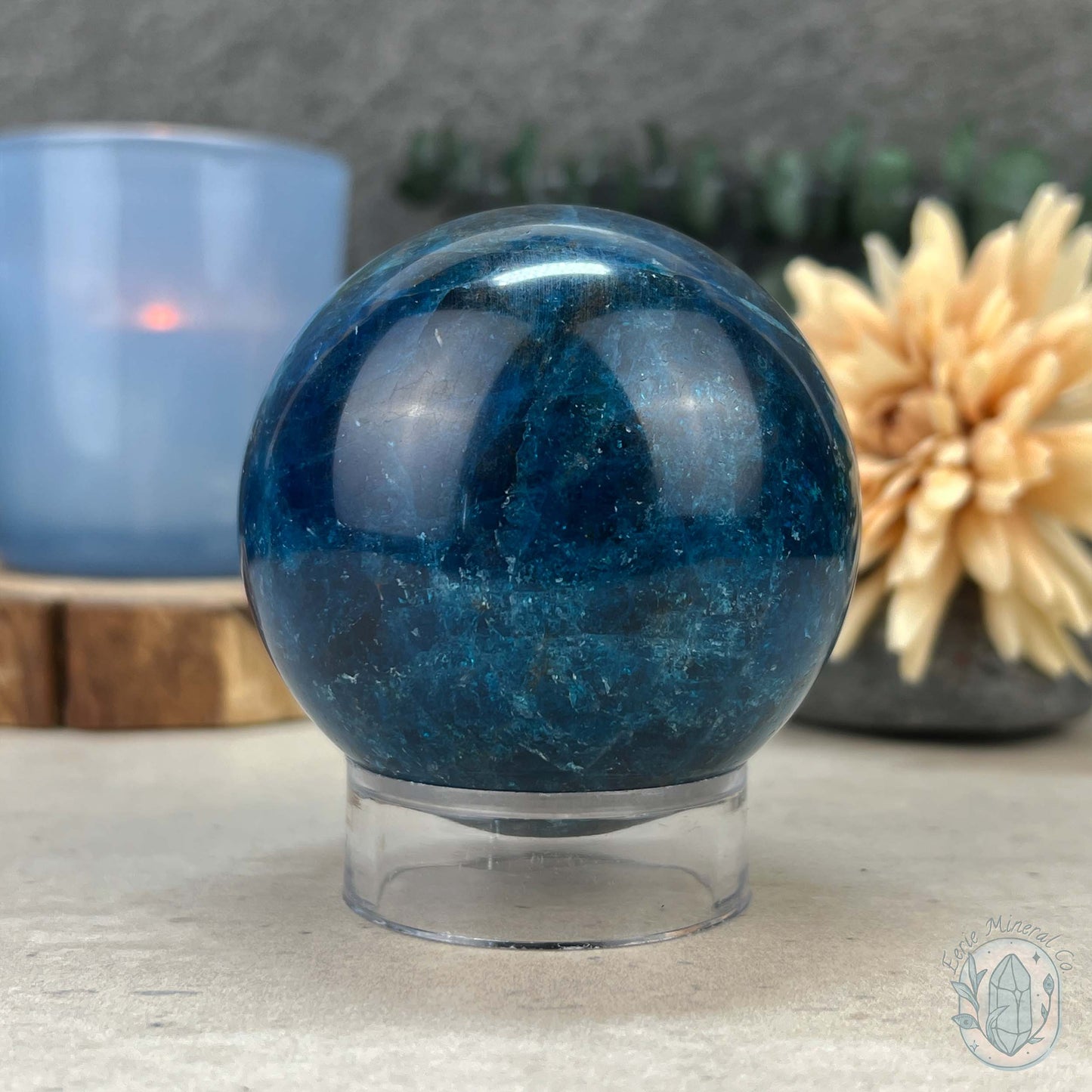 68mm Polished Blue Apatite Sphere