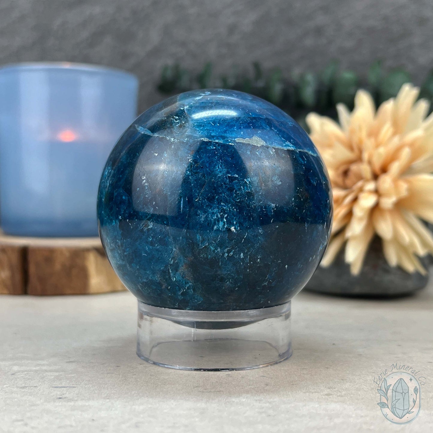68mm Polished Blue Apatite Sphere