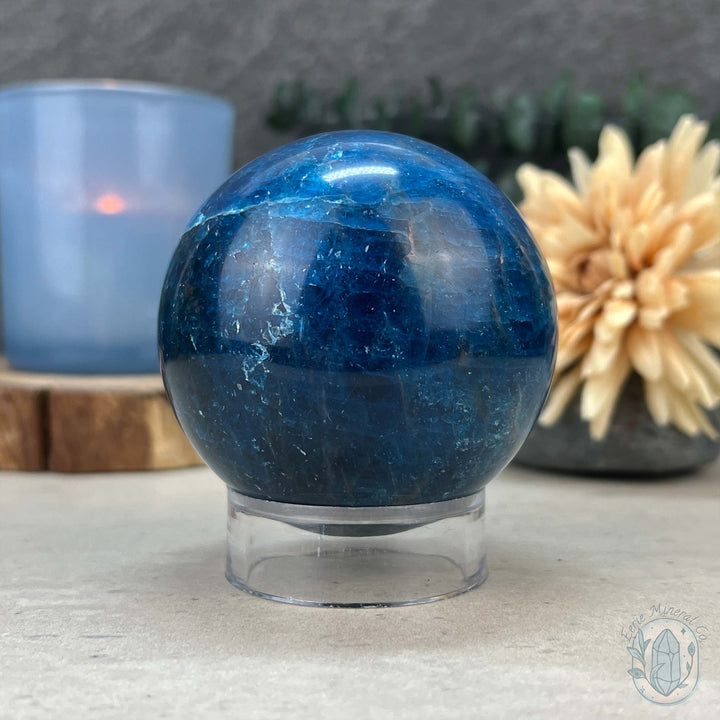 68mm Polished Blue Apatite Sphere