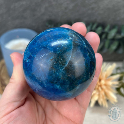 68mm Polished Blue Apatite Sphere