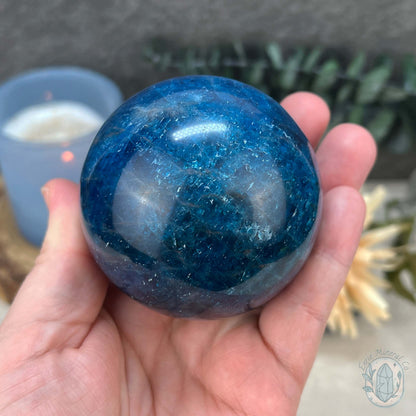 68mm Polished Blue Apatite Sphere