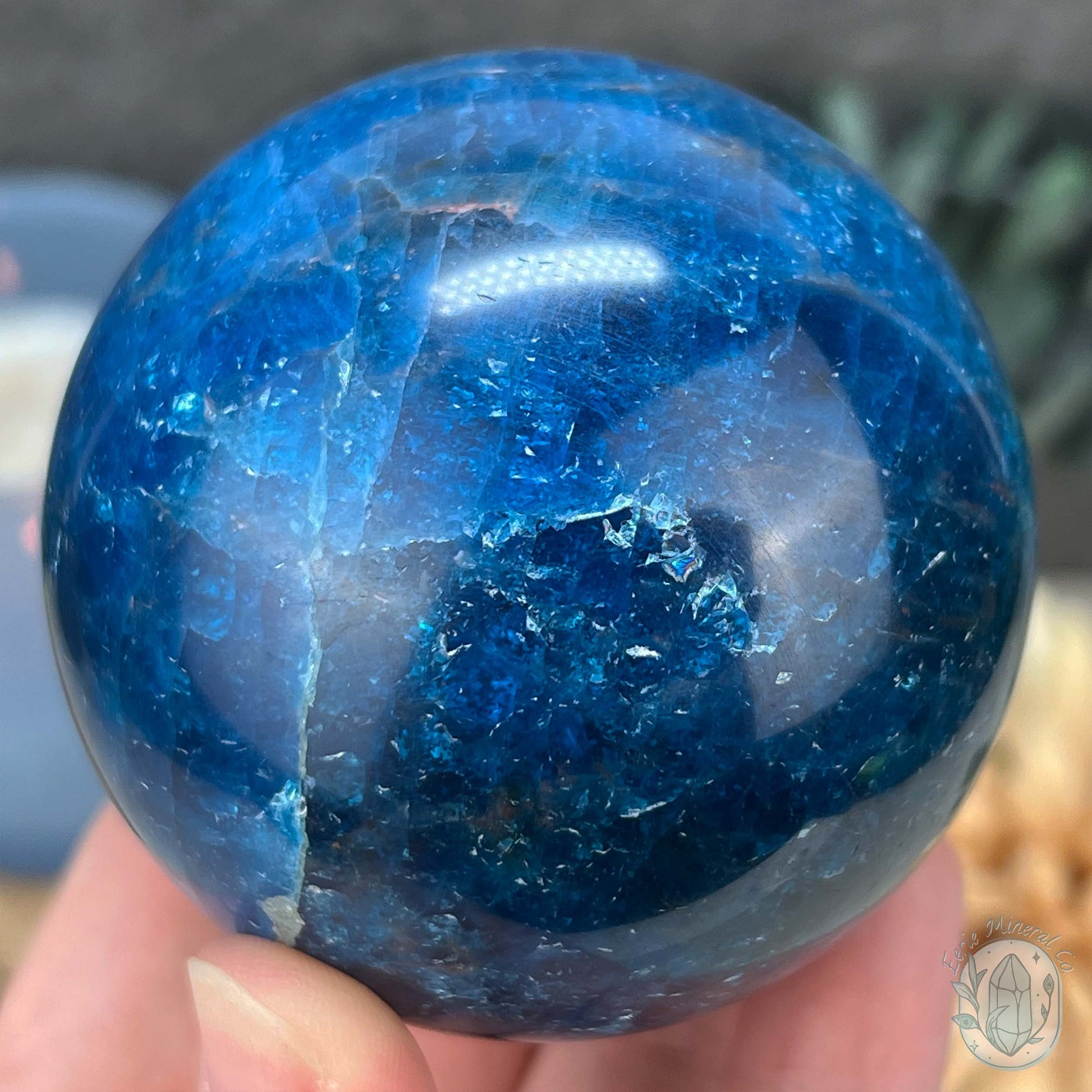 68mm Polished Blue Apatite Sphere