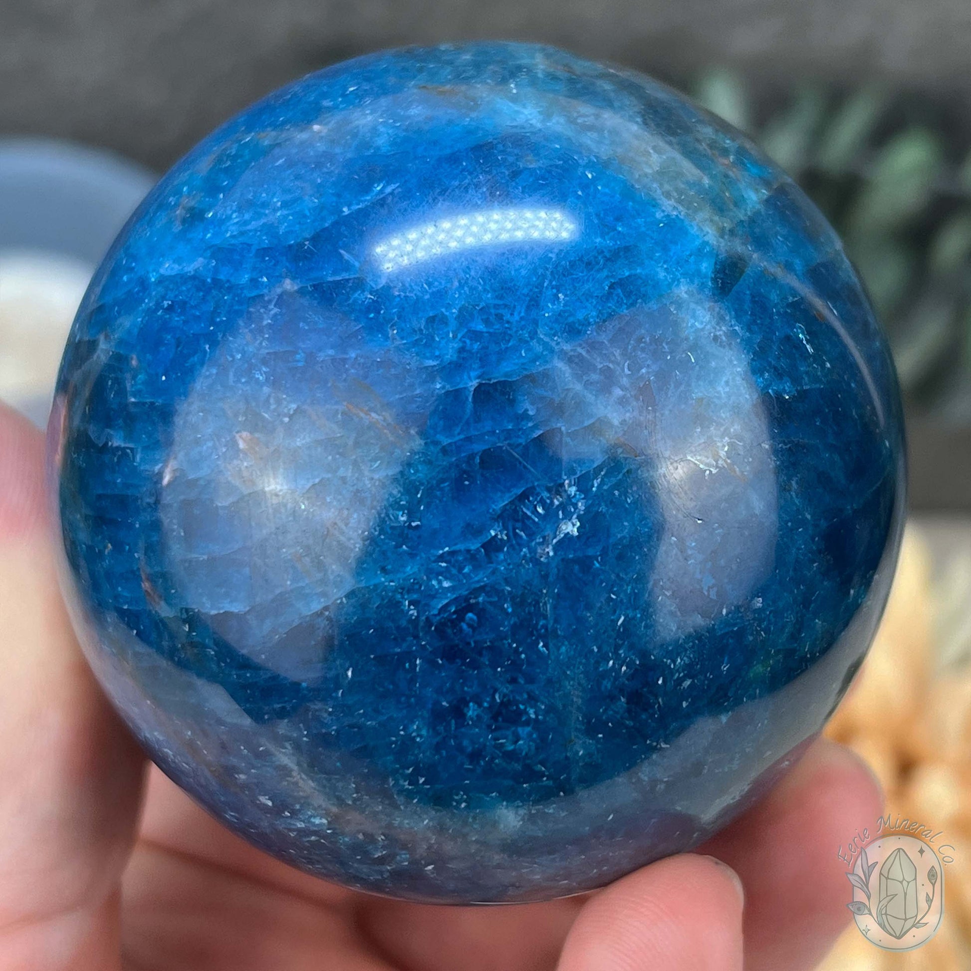 68mm Polished Blue Apatite Sphere