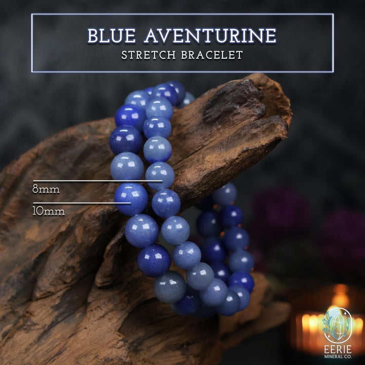 Blue Aventurine Beaded Gemstone Boho Stretch Bracelet