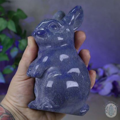 Polished Blue Aventurine Sitting Rabbit Carving