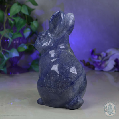 Polished Blue Aventurine Sitting Rabbit Carving