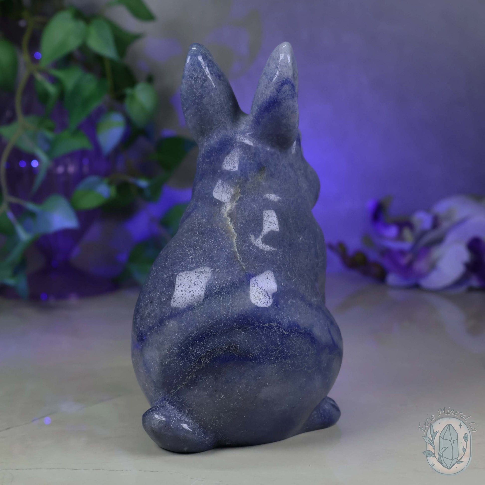 Polished Blue Aventurine Sitting Rabbit Carving