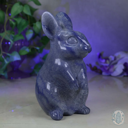 Polished Blue Aventurine Sitting Rabbit Carving