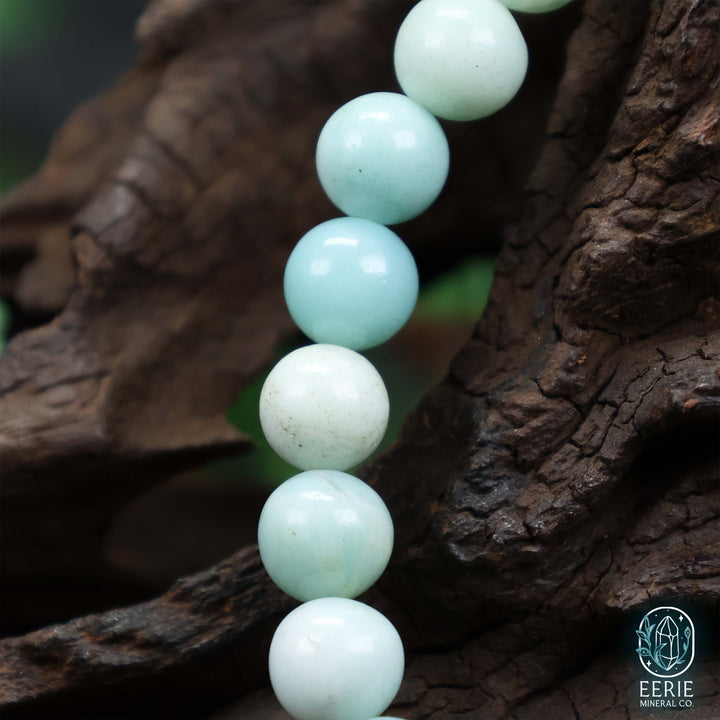 Blue Caribbean Calcite Gemstone Beaded Boho Stretch Bracelet