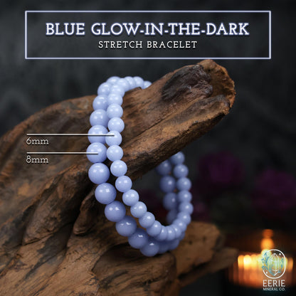 Blue Glow In The Dark Beaded Boho Stretch Bracelet