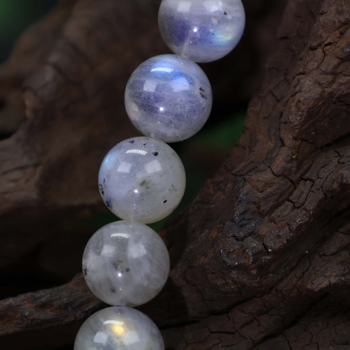 Blue & Gold Flash Labradorite Gemstone Beaded Stretch Bracelet