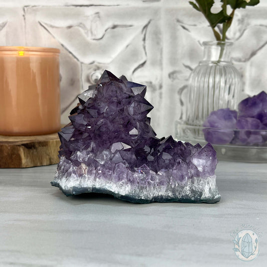 Brazilian Amethyst Flower Cluster with Golden Goethite Inclusions