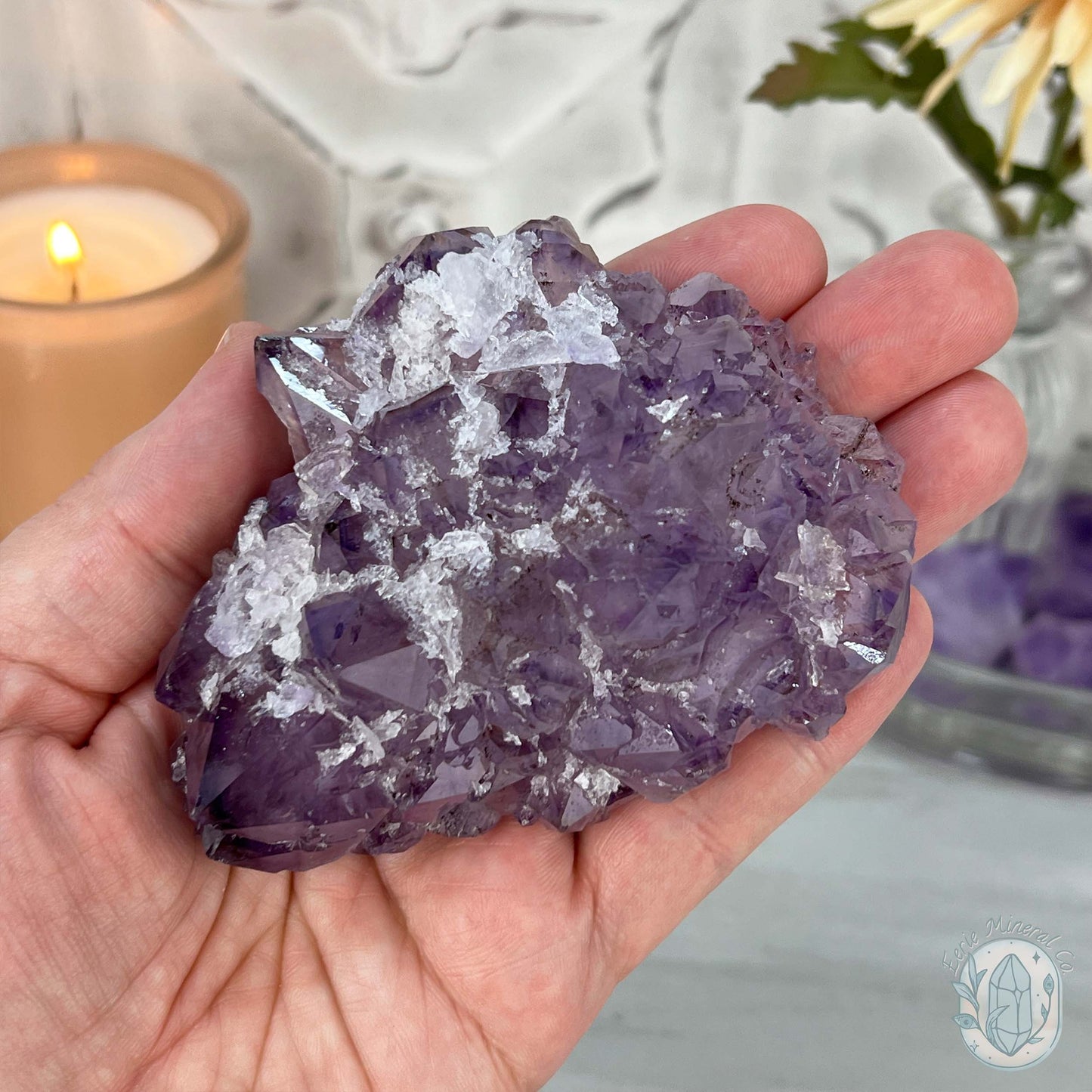 Brazilian Amethyst with Druzy Quartz Crystal Cluster