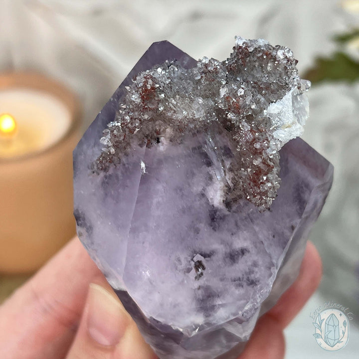 Brazilian Double Amethyst Points with Phantoms and Druzy Quartz