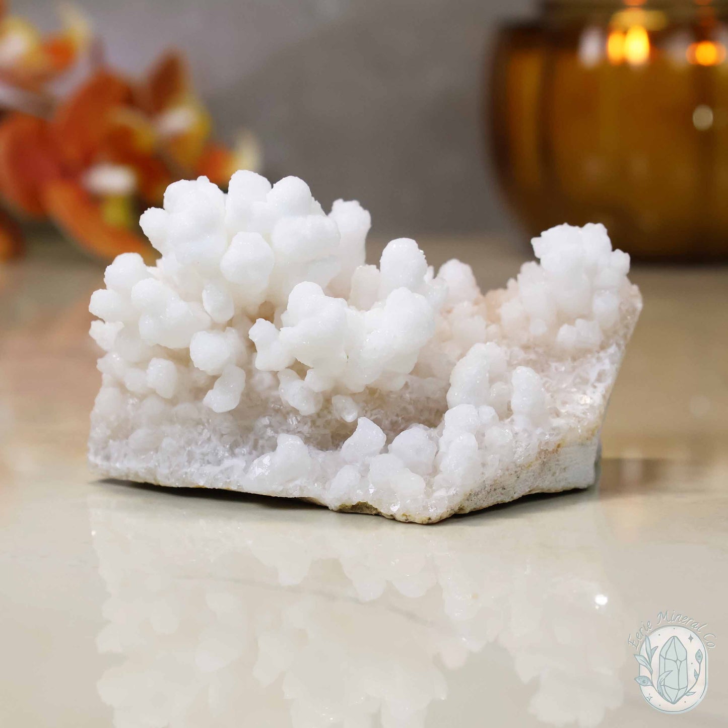 White Colored Druzy Calcite Cave Stalactite Specimen