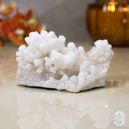 White Colored Druzy Calcite Cave Stalactite Specimen