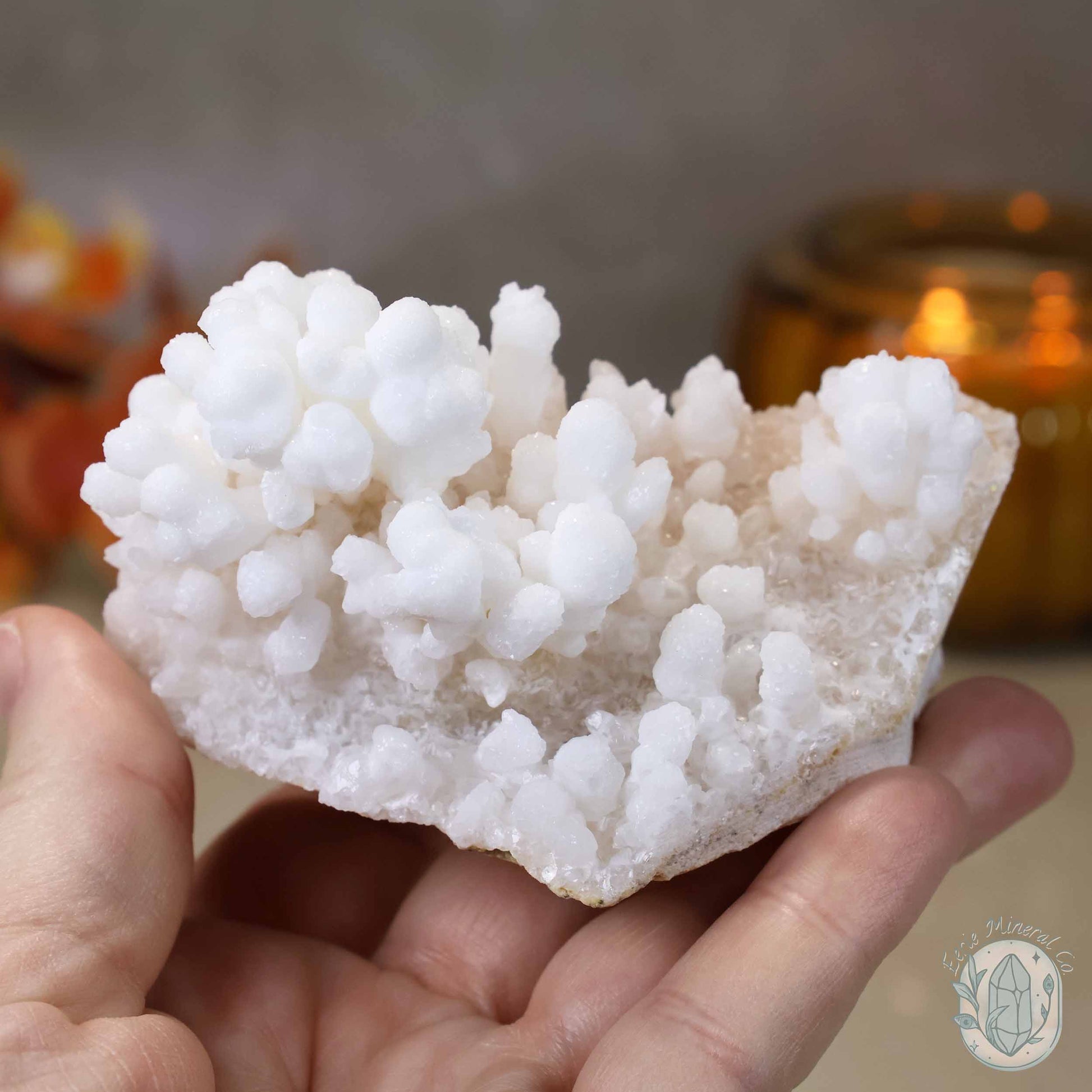 White Colored Druzy Calcite Cave Stalactite Specimen